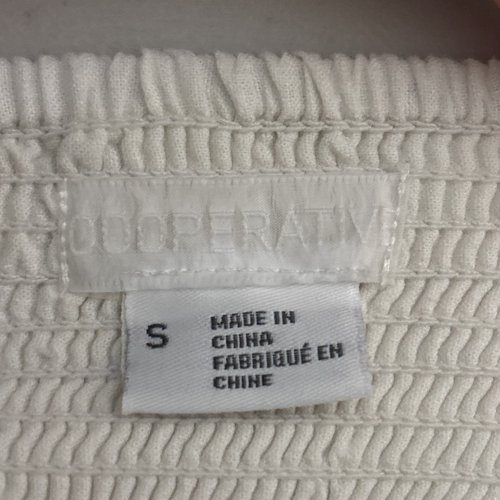 Urban Outfitter Cooperative Dress S Cream Linen Midi Sundress Summer Smocked - Picture 6 of 9